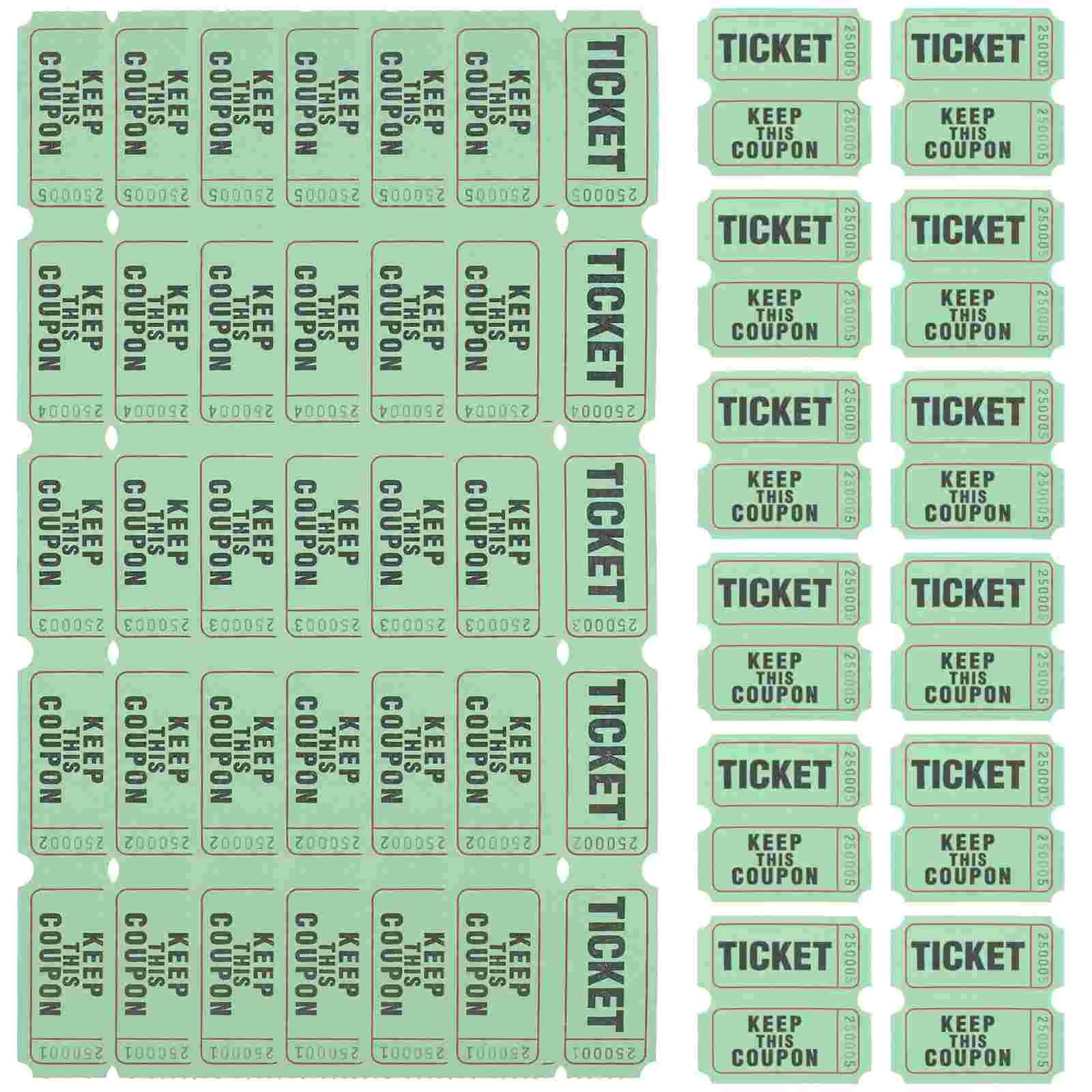 100 Pcs Leisure Ticket Raffle Tickets Carnival Perforation Green