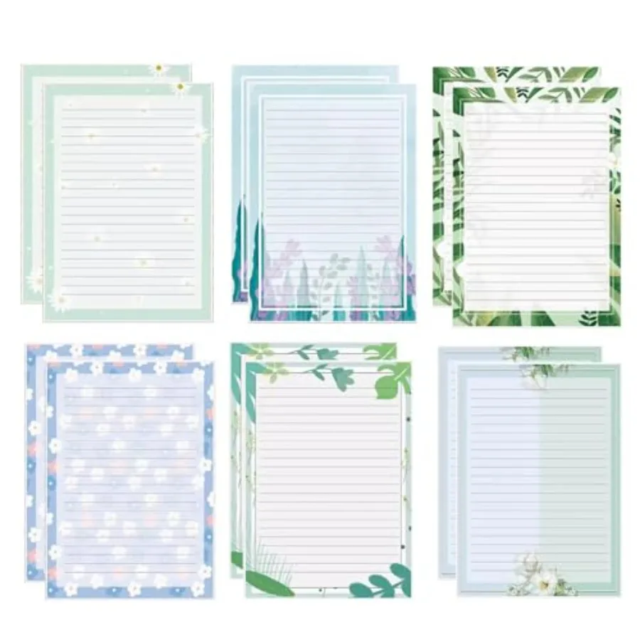 

60 Lined Writing Stationery Paper Stationery Paper for Writing Letter Notes Invitations Floral Writing Papers with Lines 6 Diff