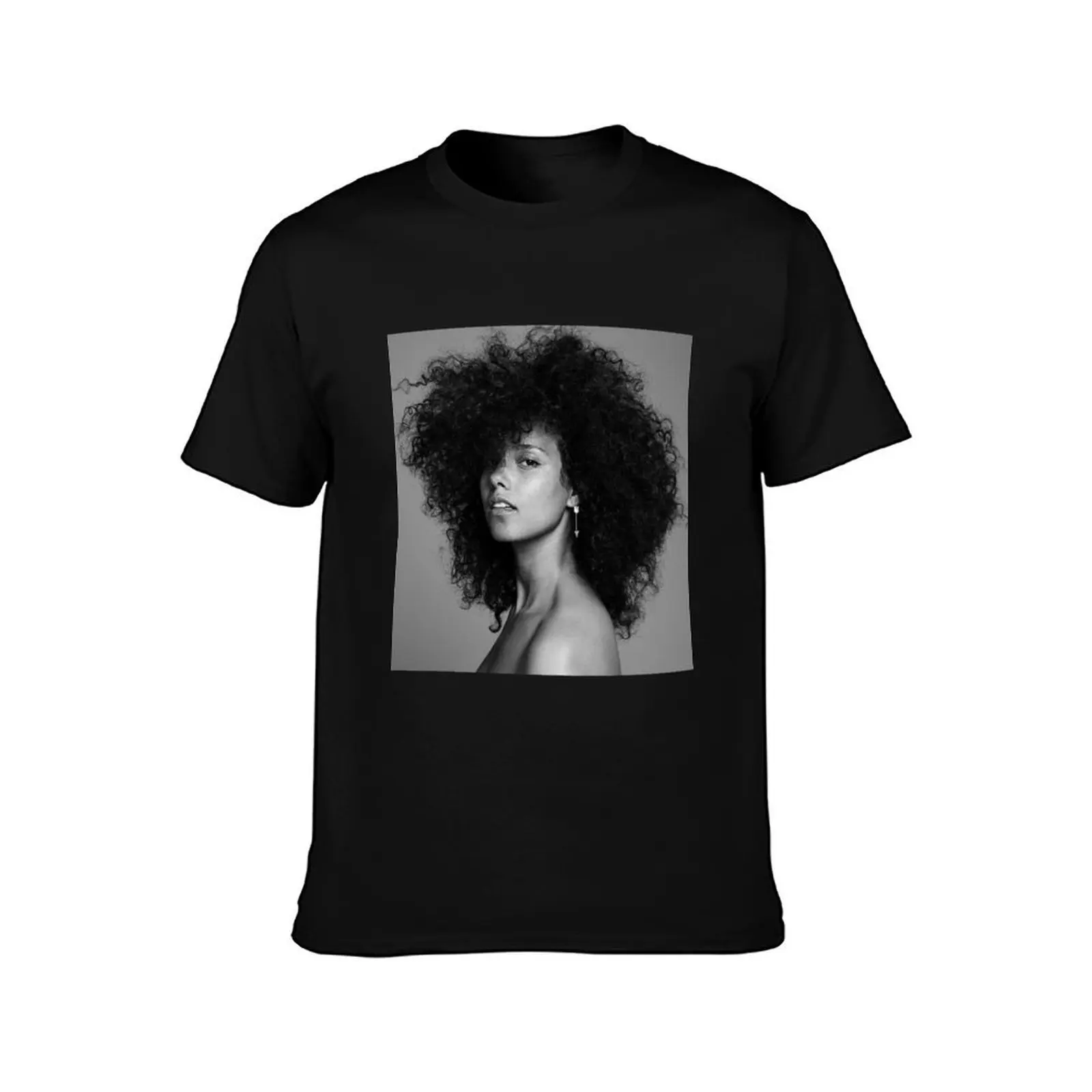 Alicia Keys Here T-Shirt, Summer Casual Cotton Tee, Oversized Streetwear Tops, Vintage Graphic Print, Loose Fit Short Sleeve