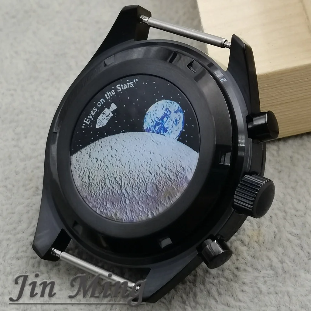High-Quality 39.7mm Moonswatch Style Moon Back Cover Stainless Steel Case for VK63/VK64 Timing Quartz Movement