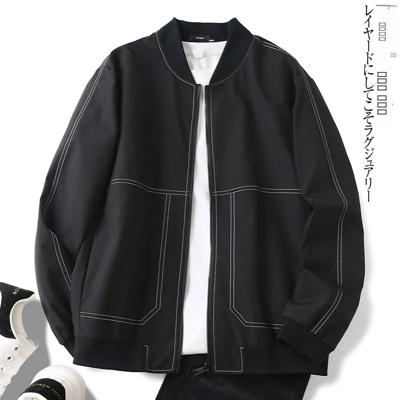

Мужская повседневная куртка с бейсбольным воротником, осенняя новинка, модный дизайн, на одной пуговице, с длинными рукавами, из полиэфирного волокна