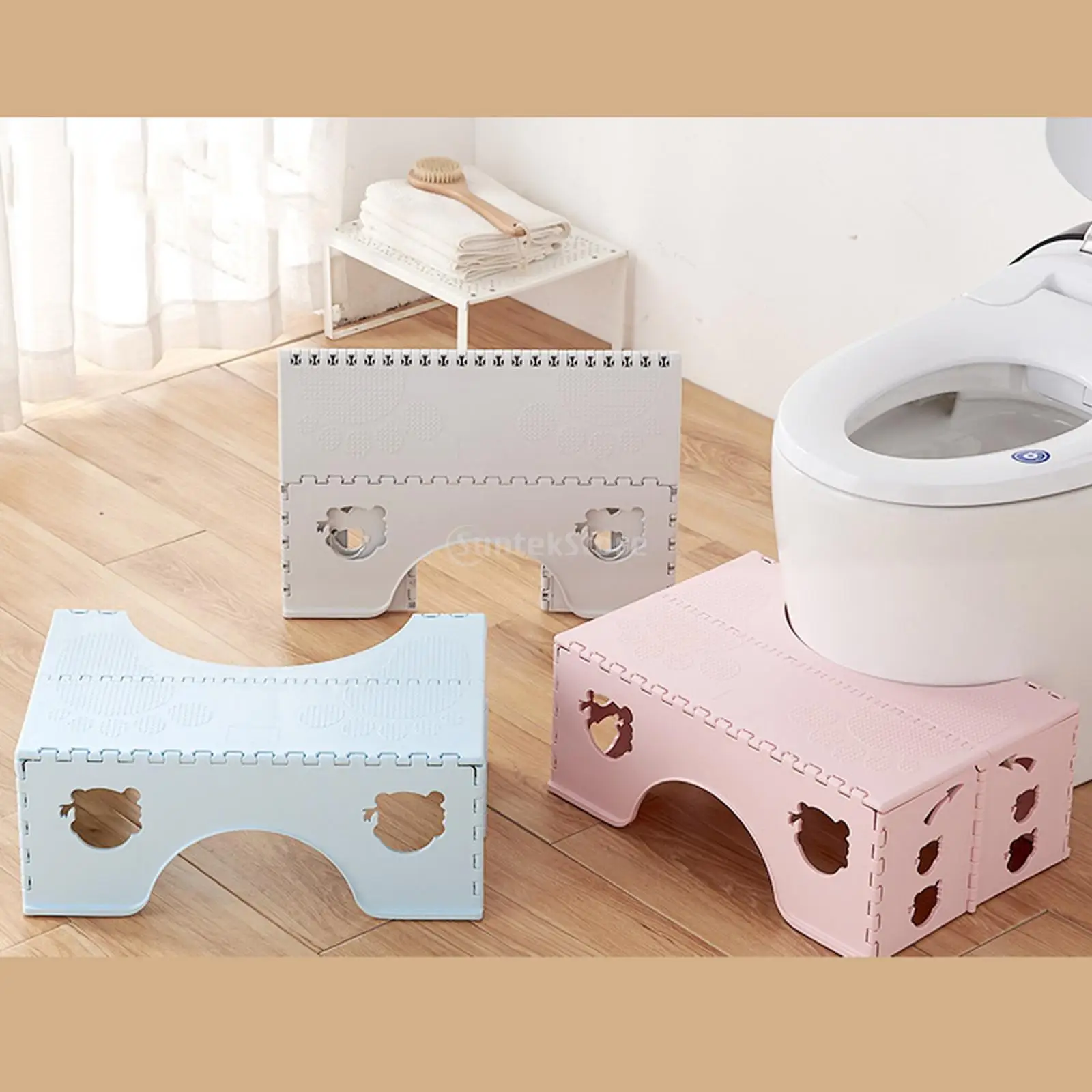 Folding Toilet Seat Stool Anti Slip Ergonomic Foot Rest Squatting Stool Compact Toilet stool Bathroom Squating Stool for Home