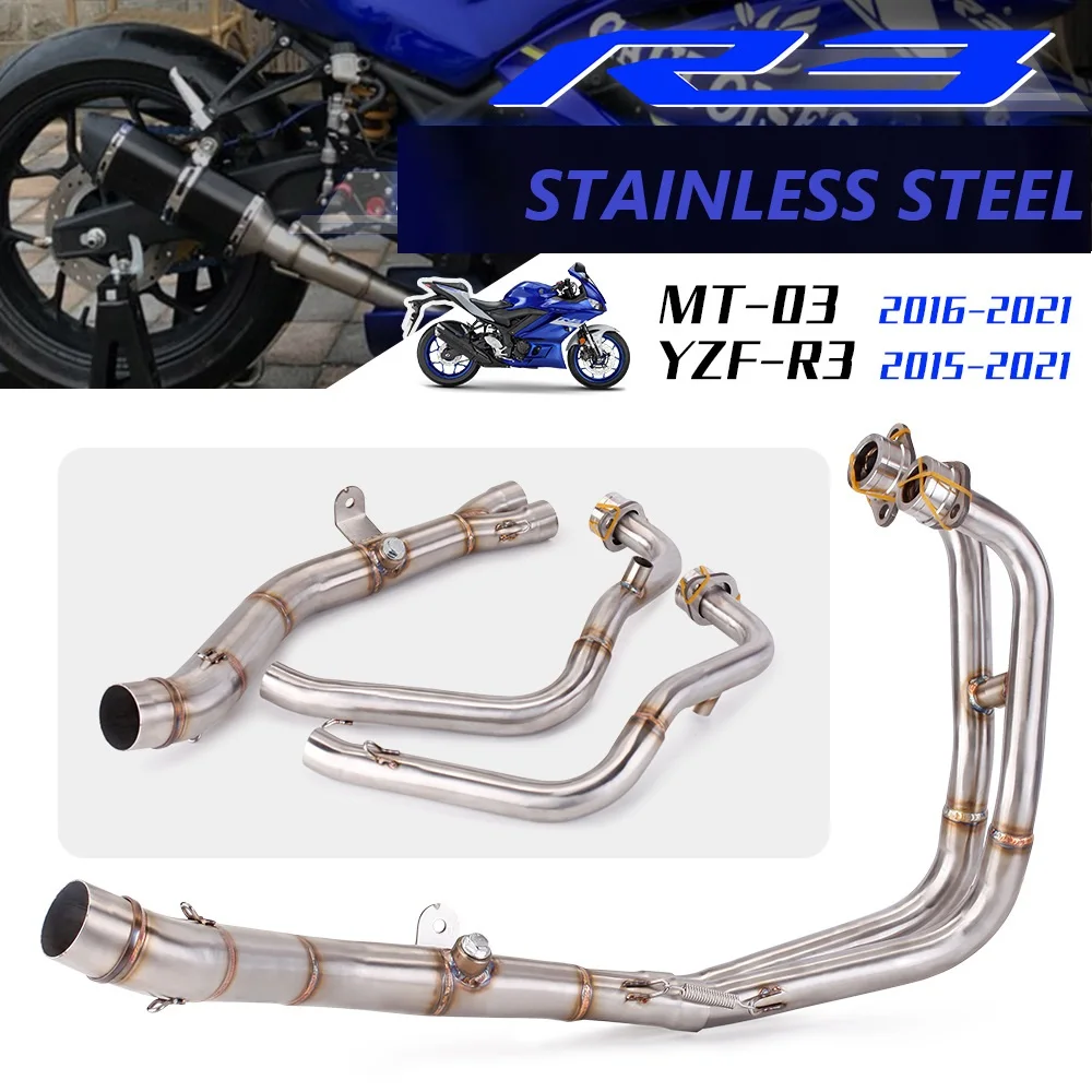 YZF R25 R3 MT03 Full Exhaust System pipe middle pipe slip on for YAMAHA YZF MT03 R25 R3 2015 2016 2017 2018 2020 without exhaust