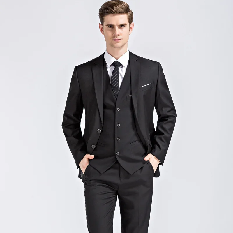 Men's Korean slim suit suit men's groom best man large size business suit three piece suit men