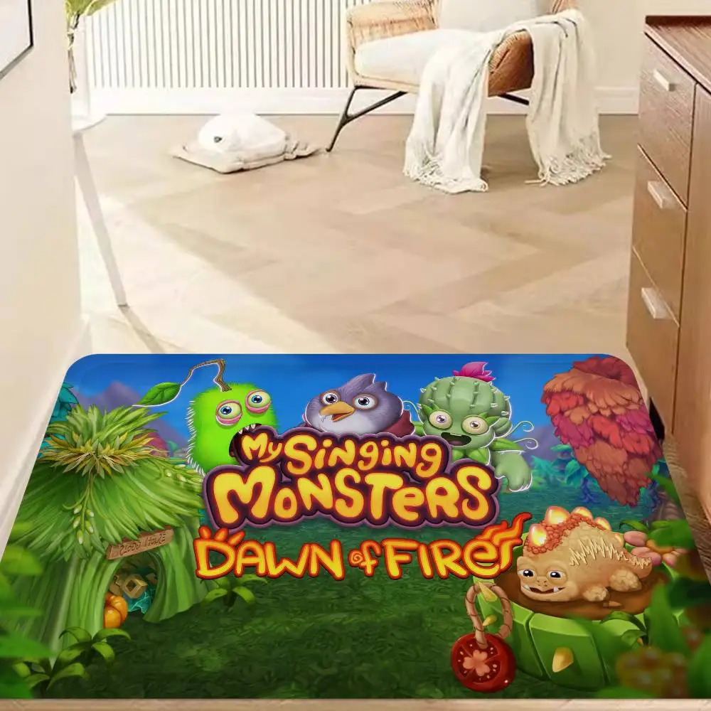 cartoon M-My S-Singing M-Monsters Door Mat Washable Non-Slip Living Room Sofa Chairs Area Mat Kitchen Doormat Area Rug