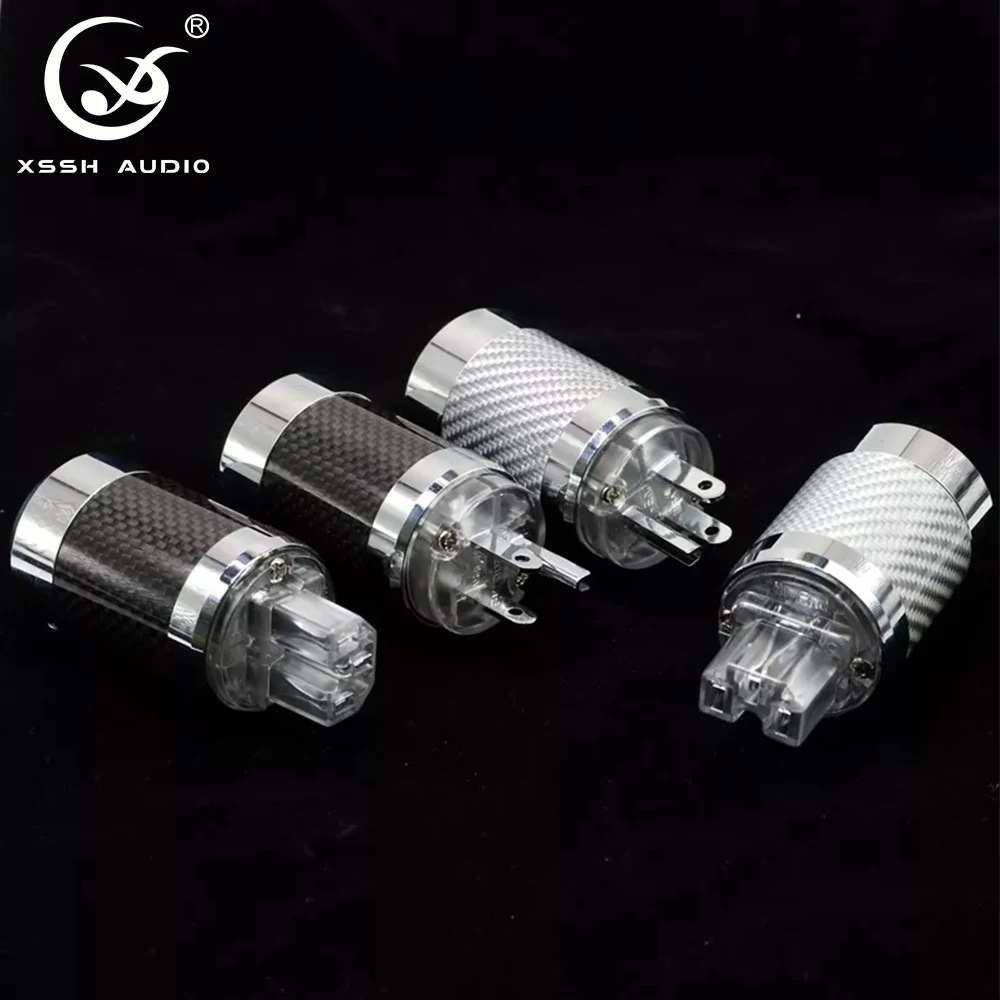 Electrical Jack XSSH YIVO Hi-end US EU IEC Carbon Fiber Tellurium Copper Rhodium Plated DIY 3pins AC Power Cord Plug Connectors