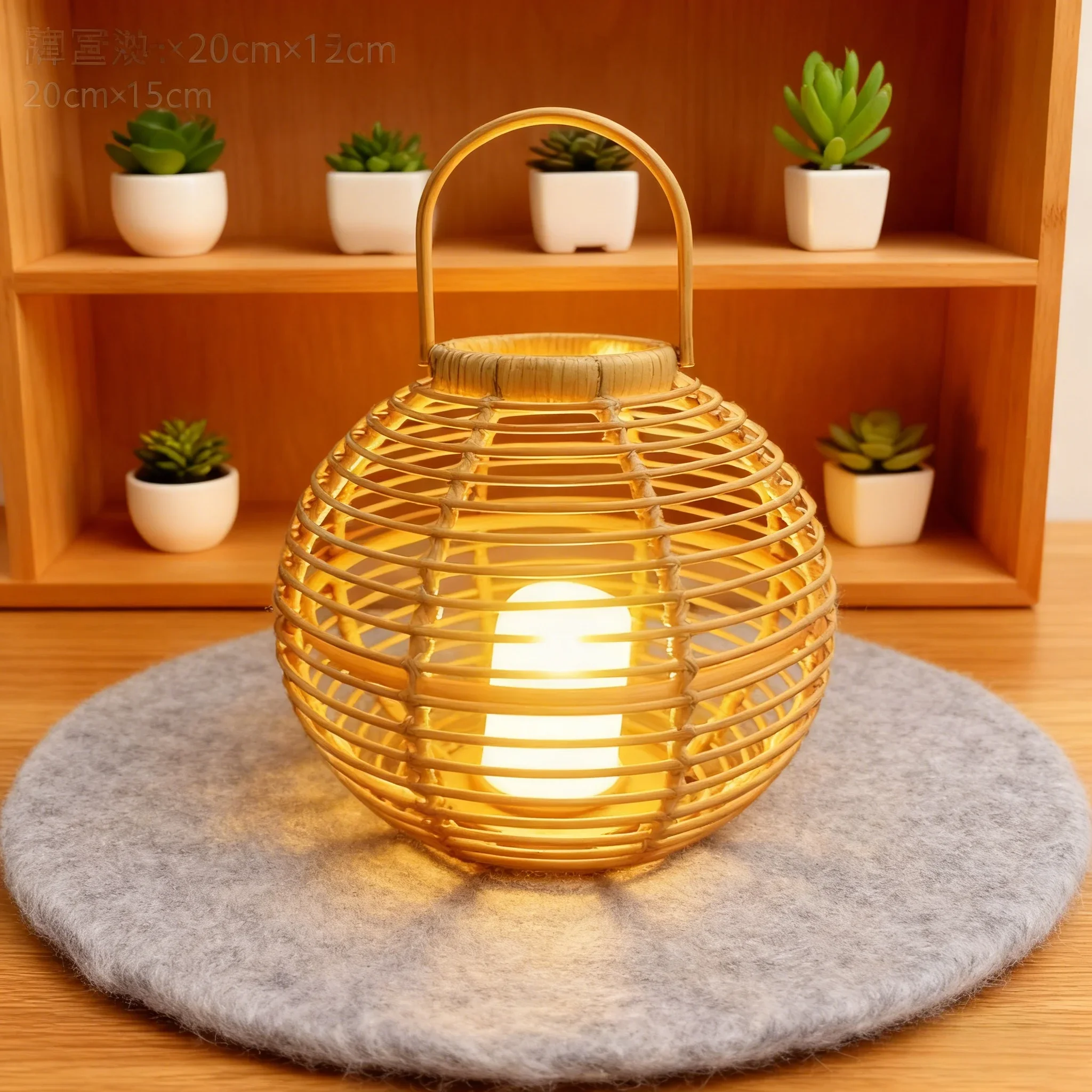 

Круглая подвесная корзина из ротанга ручной работы, абажур, солнечные пейзажные светильники, декоративные для использования в помещении и на открытом воздухе, для домашнего сада