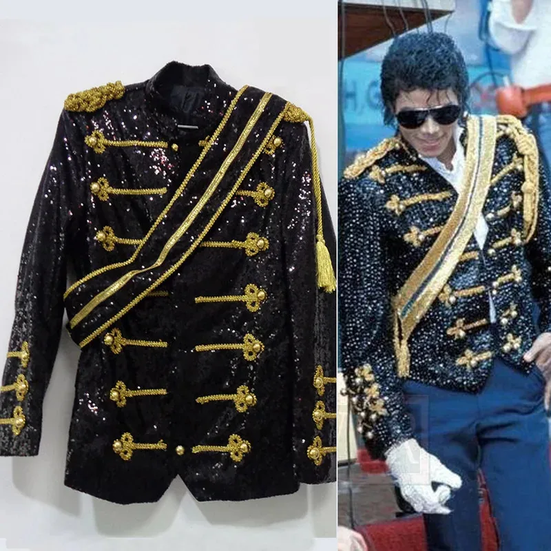 

lili 123MJ Michael Jackson Coat Dance Sequins Suit Jacket Stage Singer Cosplay Costume Uniform Halloween Party Outfit Clothes