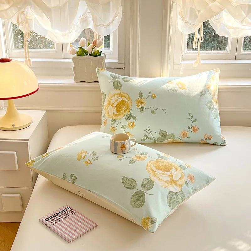 

Sweet Yellow Rose Floral Pillowcase 100% Cotton Soft Cozy Pillow Cover 48×74cm for Bedroom Decor Soft Breathable 2pcs