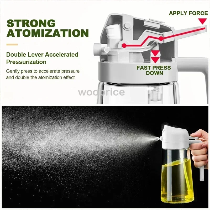 500ml 2 in 1 Spray Oil Dispenser Olive Oil Spray Barbecue Cooking Olive Oil Jar Baking Vinegar Soy Sauce Spray Container