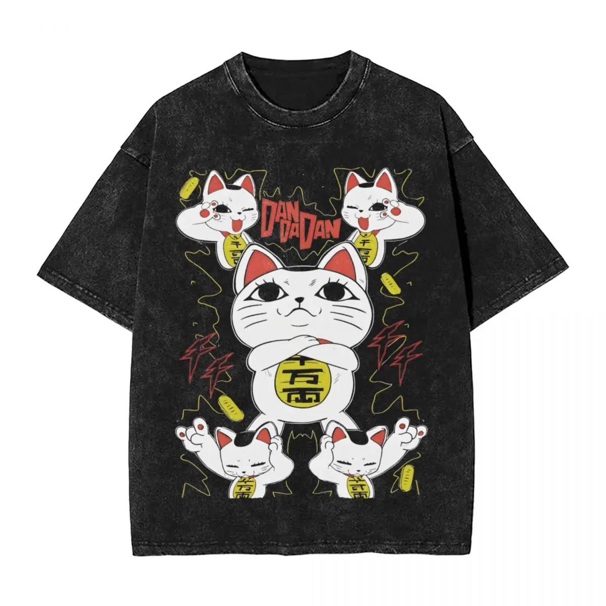 Dandadan Lucky Turbo Granny T Shirts Hip Hop Washed Harajuku T-Shirts Anime Novelty for Men Women Tops Streetwear Printed Tees