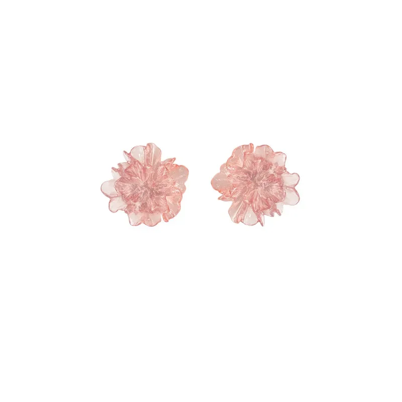 Temperament Cute Small Fresh Gardenia Clip on Earrings Wedding Transparent Acrylic Flower Ear Clips for Female Girls Non Pierced
