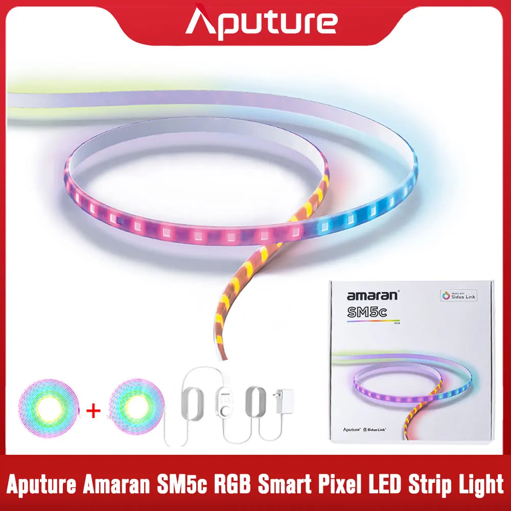 

Aputure Amaran SM5c RGB Smart Pixel LED Strip Light 5 Meters Extensions Smart Control for Home Life Gathering Party Video Studio