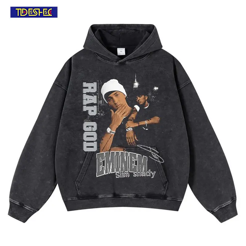 

Europe America Hoodie Hip Hop Streetwear Winter Vintage Men Portrait Graphic Print Pullover Harajuku Cotton Hooded Sweatshirt