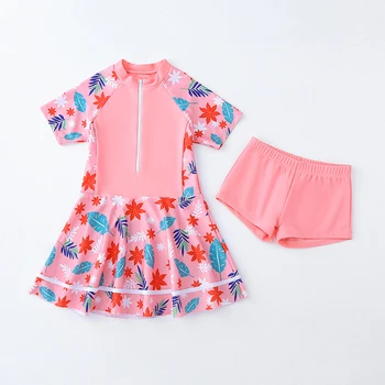 Girls' Floral One-Piece Swim Dress | Quick-Dry Swimwear Ages 3-16 3 Kids Girl Swimming Suit One Piece Beach Dress Quick Dry Swimwear Teenage Girl Swimsuits Children 3 to 16 Years Girl Bathing Suit 3