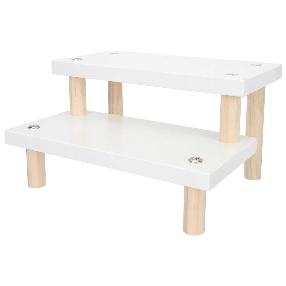 Stair Shape Display Rack Desktop Ornament Storage Multi-Layer Wooden Display Stand Handicrafts Exhibition Shelf Collectibles