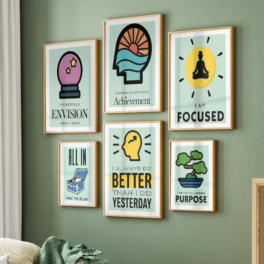 

Positive Quotes Funny Game Posters Prints Retro Abstract Wall Art Canvas Painting Pictures for Dormitory Home Decor