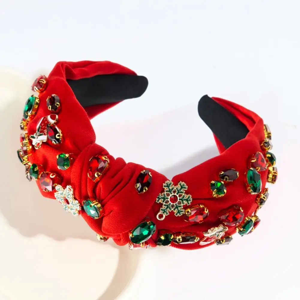 Rhinestone Headband Artificial Crystal Gem Knot Christmas Knot Headband Women's Hair Accessories Christmas Gift