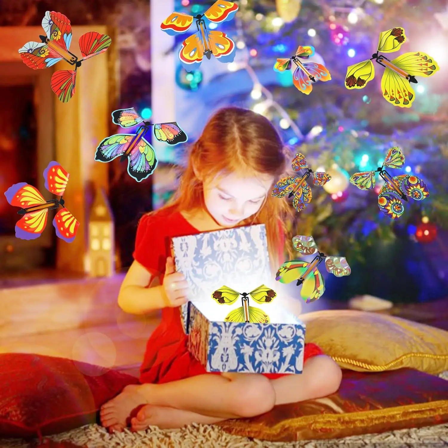 Magic Wind Up Flying Butterfly Elastico Alimentato Fata magica Giocattoli volanti Segnalibro Biglietto d'auguri Regalo a sorpresa Bomboniere