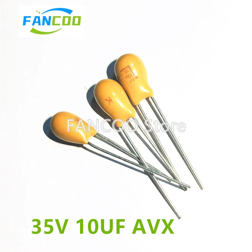 10PCS TAP106M035 35V 10UF 106 M K TAP106M035SRW  Tantalum Capacitor DIP-2 YELLOW