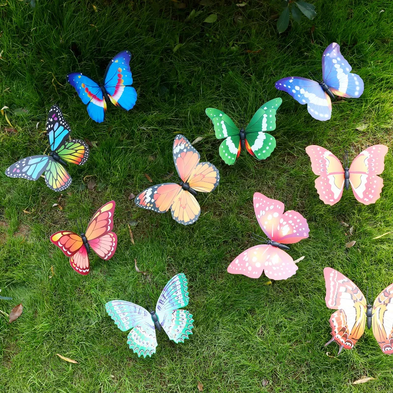 12pcs Colorful Butterflies Garden Yard Planter Butterfly Stakes Decoracion Outdoor Decor Flower Pots Decoration