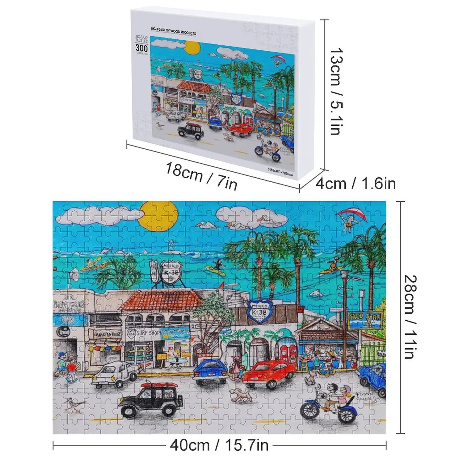 K-38 quebra-cabeça de loja de surf, nome de madeira, foto personalizada, nome de presente, brinquedo de madeira, quebra-cabeça de foto