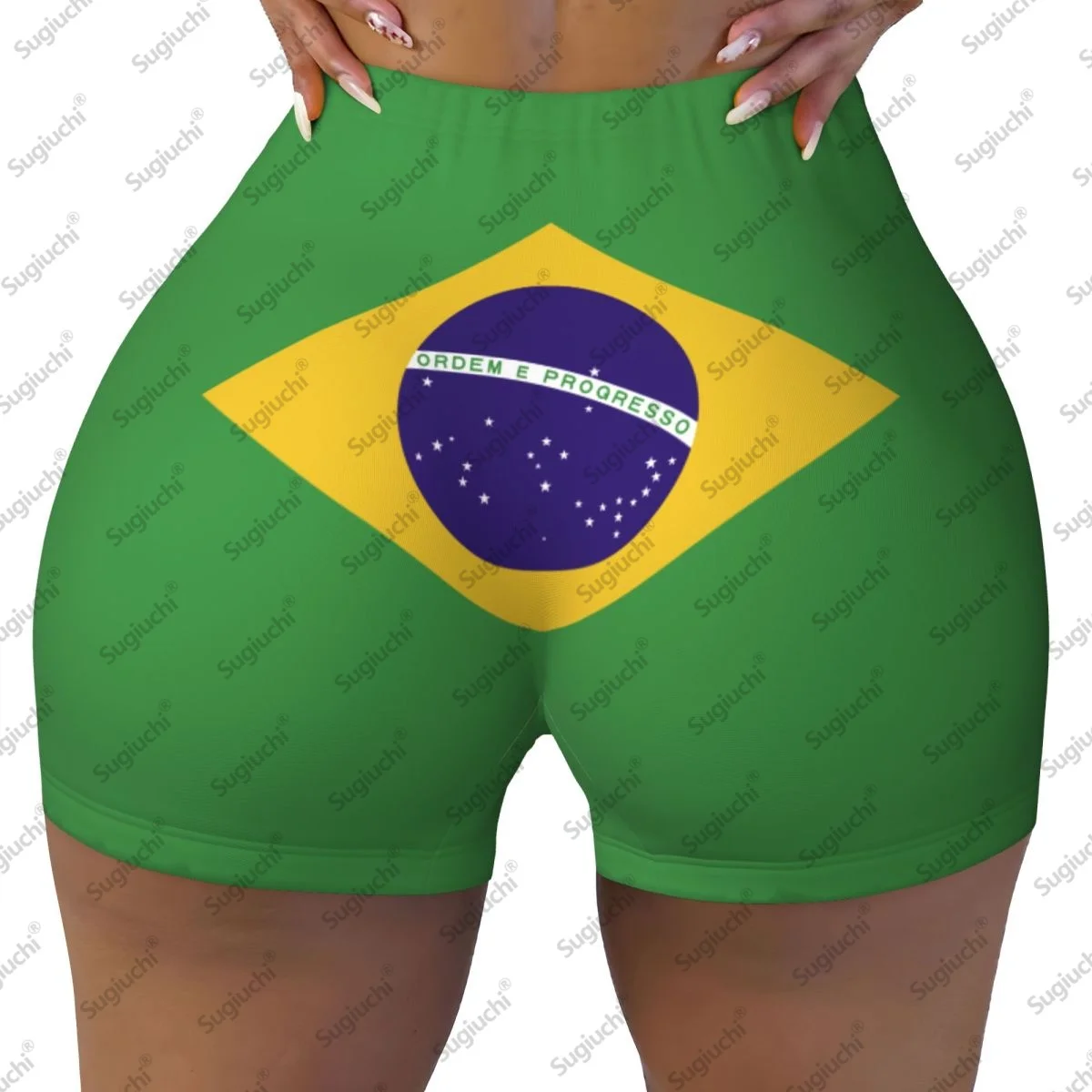 

2026 шорты для йоги с флагом Бразилии для женщин, шорты для тренировок, подтяжки ягодиц, с высокой талией, шорты для бега в тренажерном зале