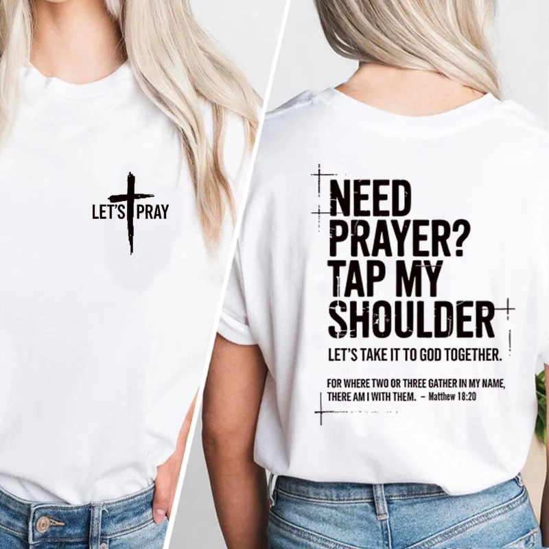Camiseta con la frase 'Need Prayer Tap My Shoulder' para hombre y mujer, camiseta cristiana bíblica para papá, regalo para mamá que se reza, camisetas de manga corta modernas para cristianos