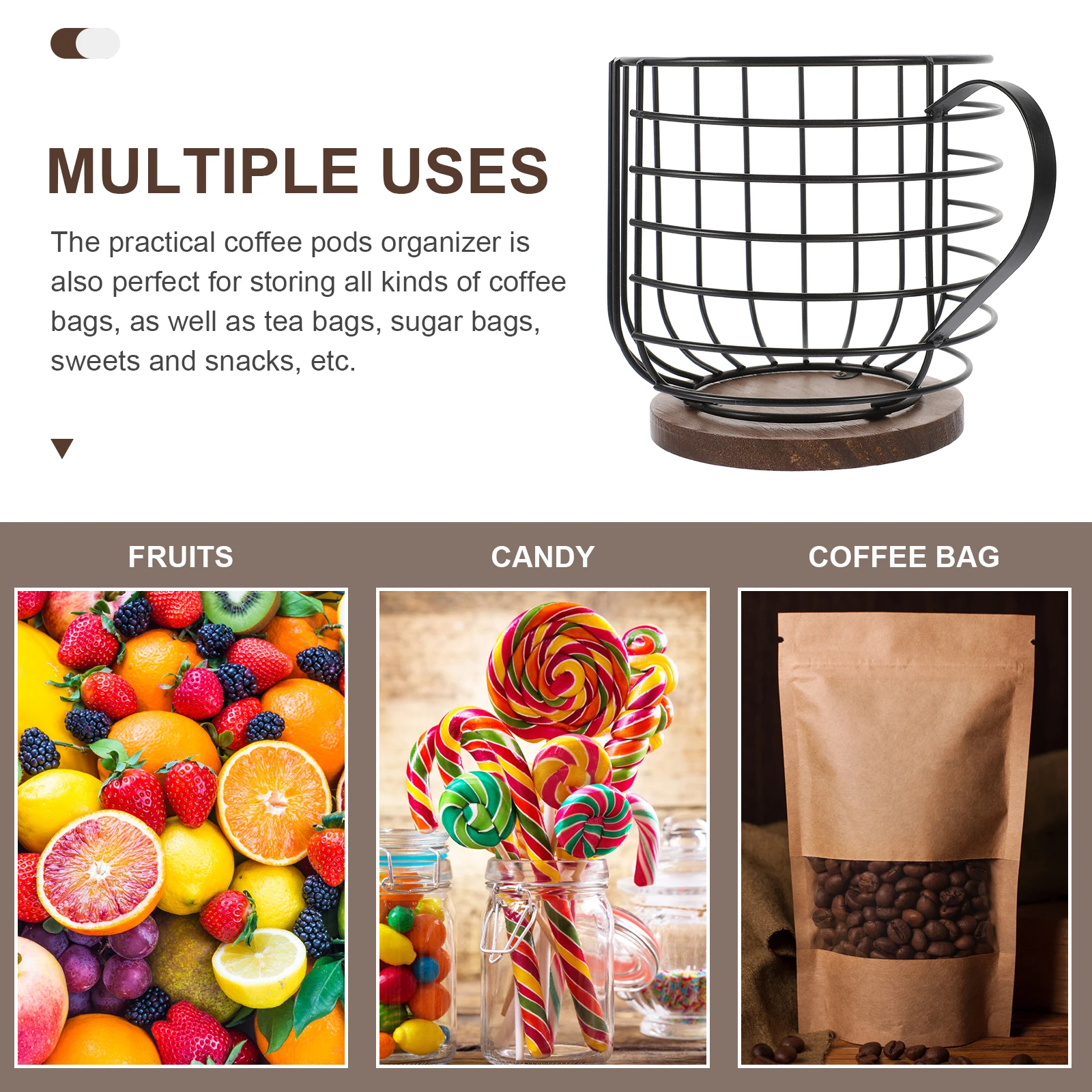 

Coffee Pod Iron Capsule Storage Coffee Holder Basket Rack Black Kitchen Accessories Desktop ganizer Fruit Basket