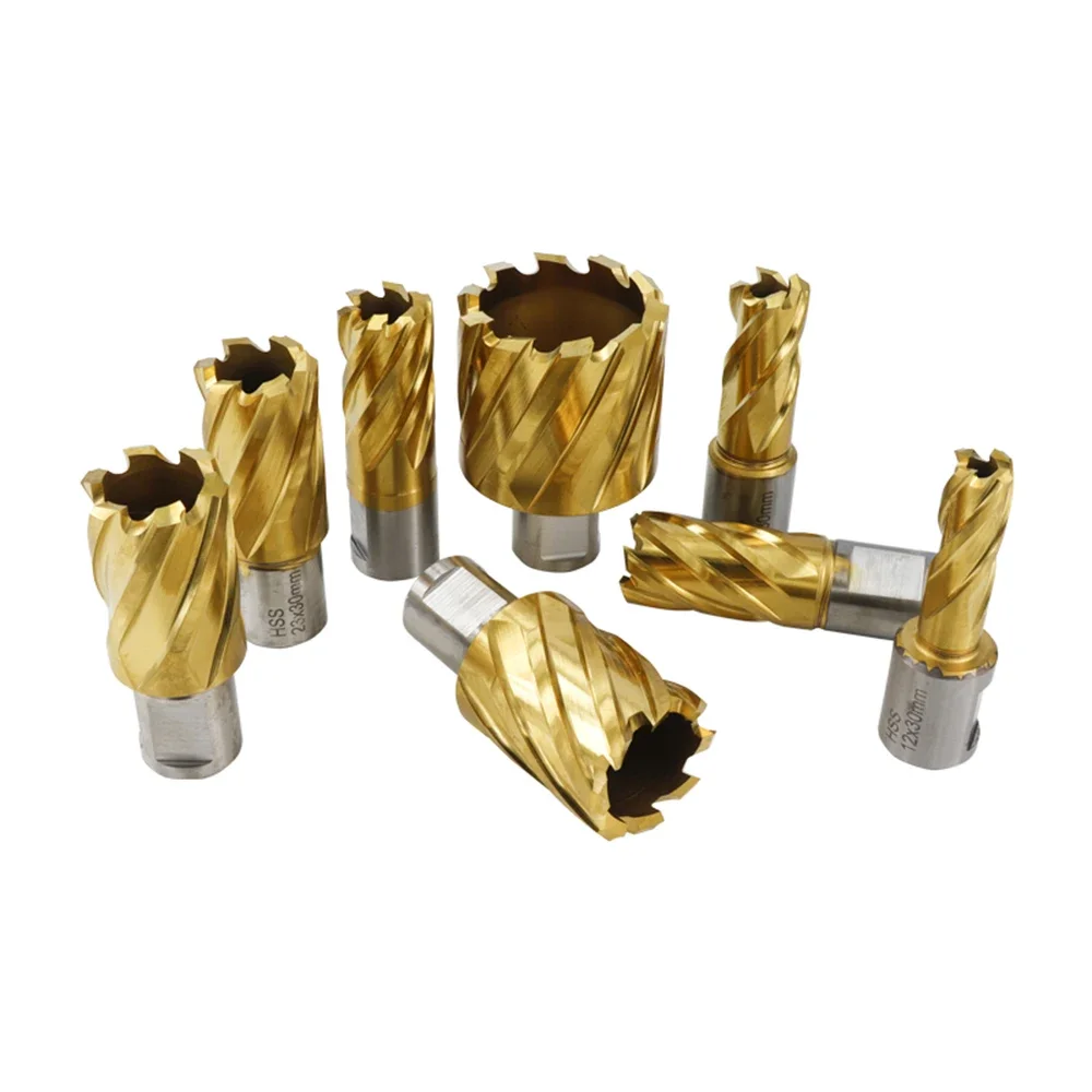 1pc 12-42mm 35mm TiN Coated HSS Hollow Drill Bit with Weldon Shank    Core   Metal Hole Opener Cutter