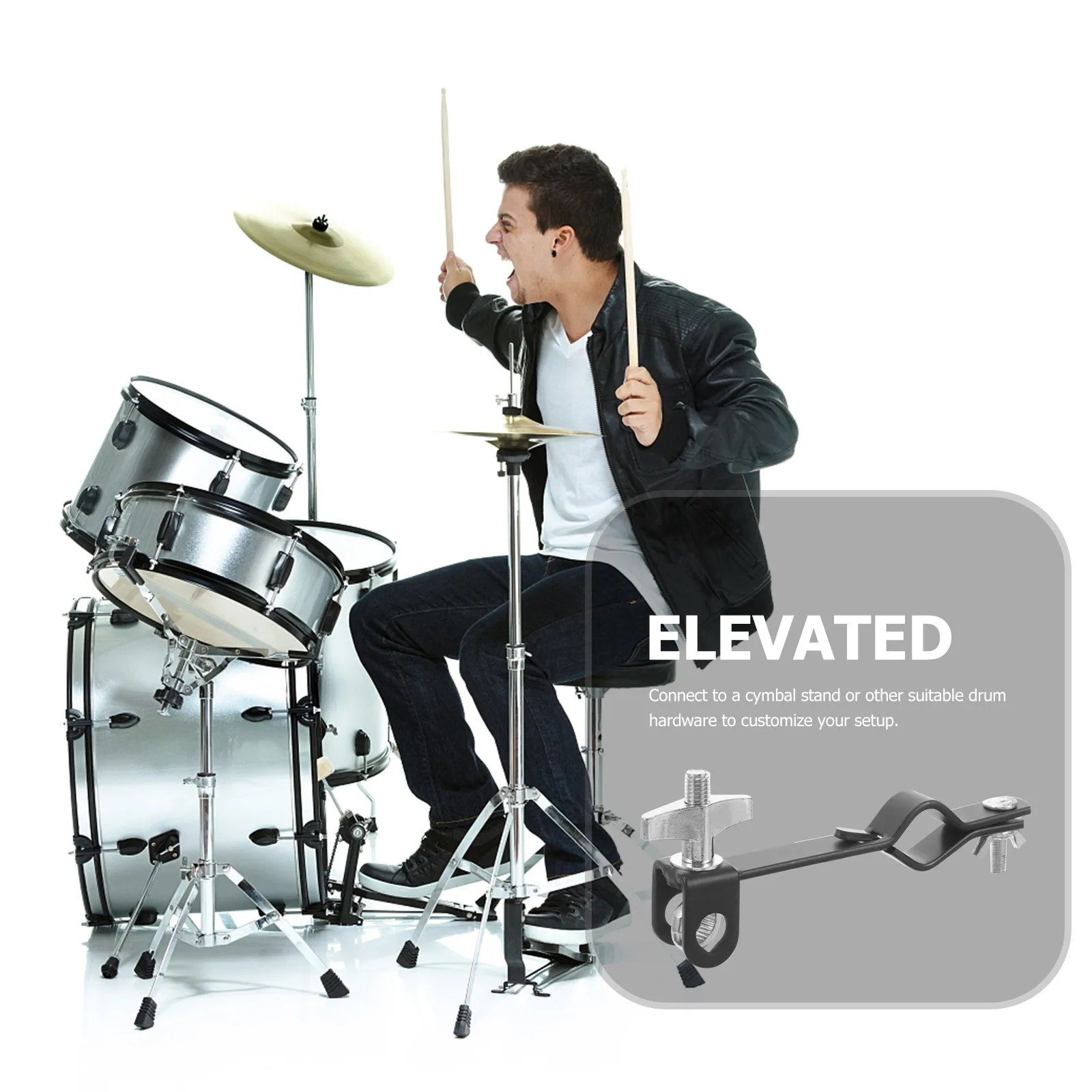 Drum Cowbell Mounting Bracket Robust Steel Percussion Bracket Mounting Block Textured Grip Stable Cowbell Holder for Drummers