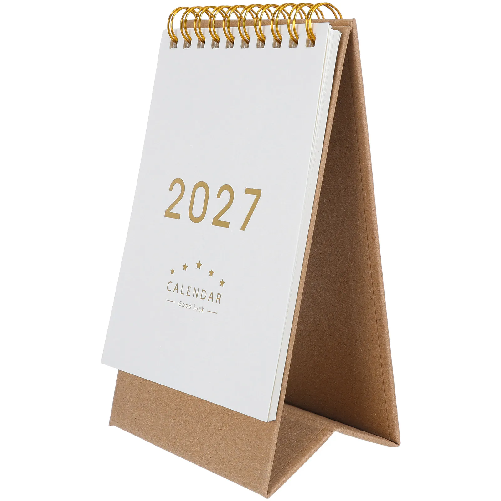 Mini Desktop Standing Calendar Kraft Paper Cover Thick Smooth Writing Stable Monthly Layout Compact Office Study