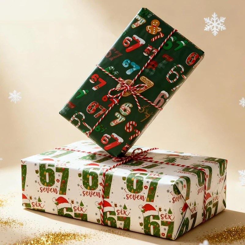 67 Santa-themed Christmas Wrapping Paper, 6 7 Children's Gift Wrap, 67 Humorous Christmas Wrap