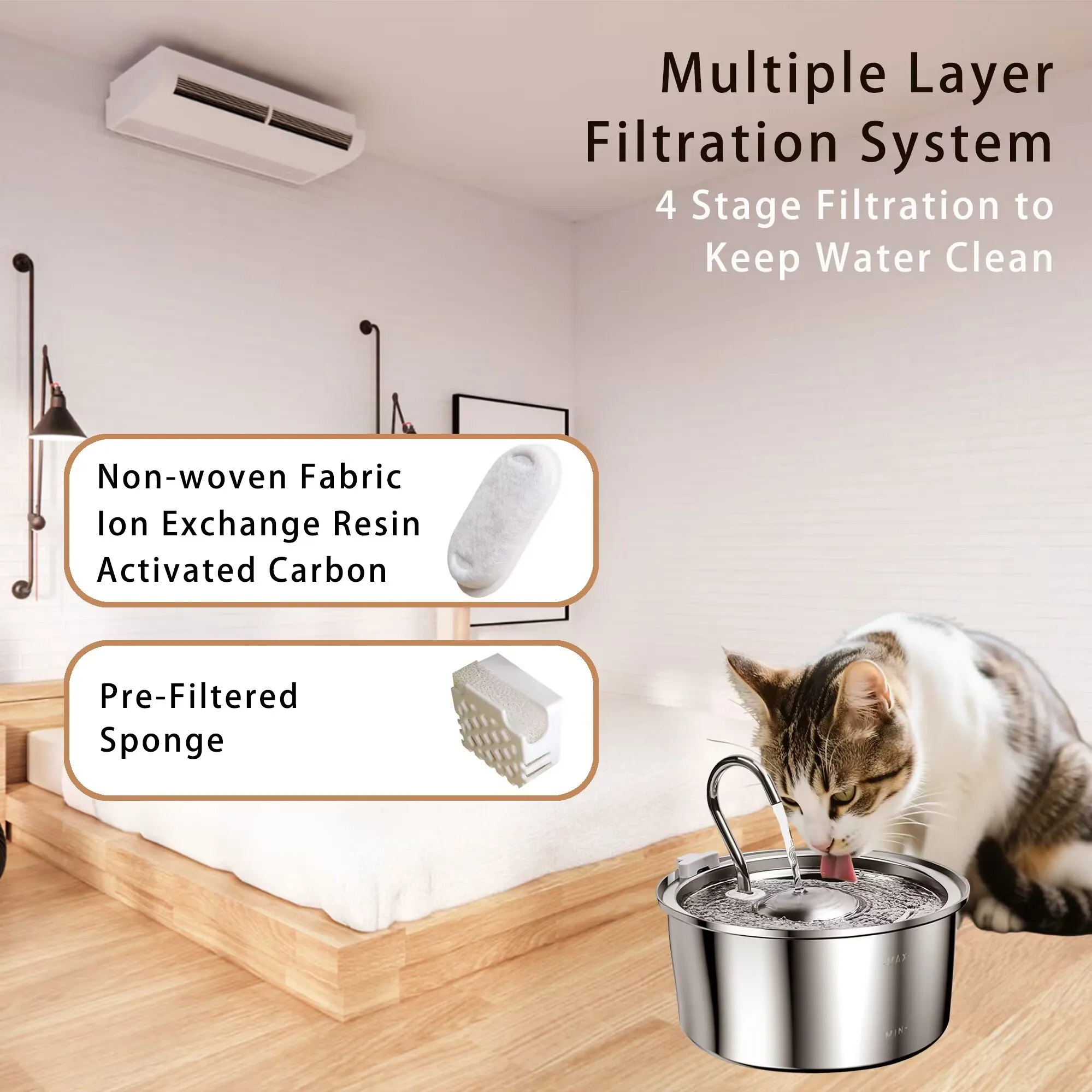 

Автоматический электрический фонтанчик-поилка для собак и кошек из нержавеющей стали с USB, 3,2 л