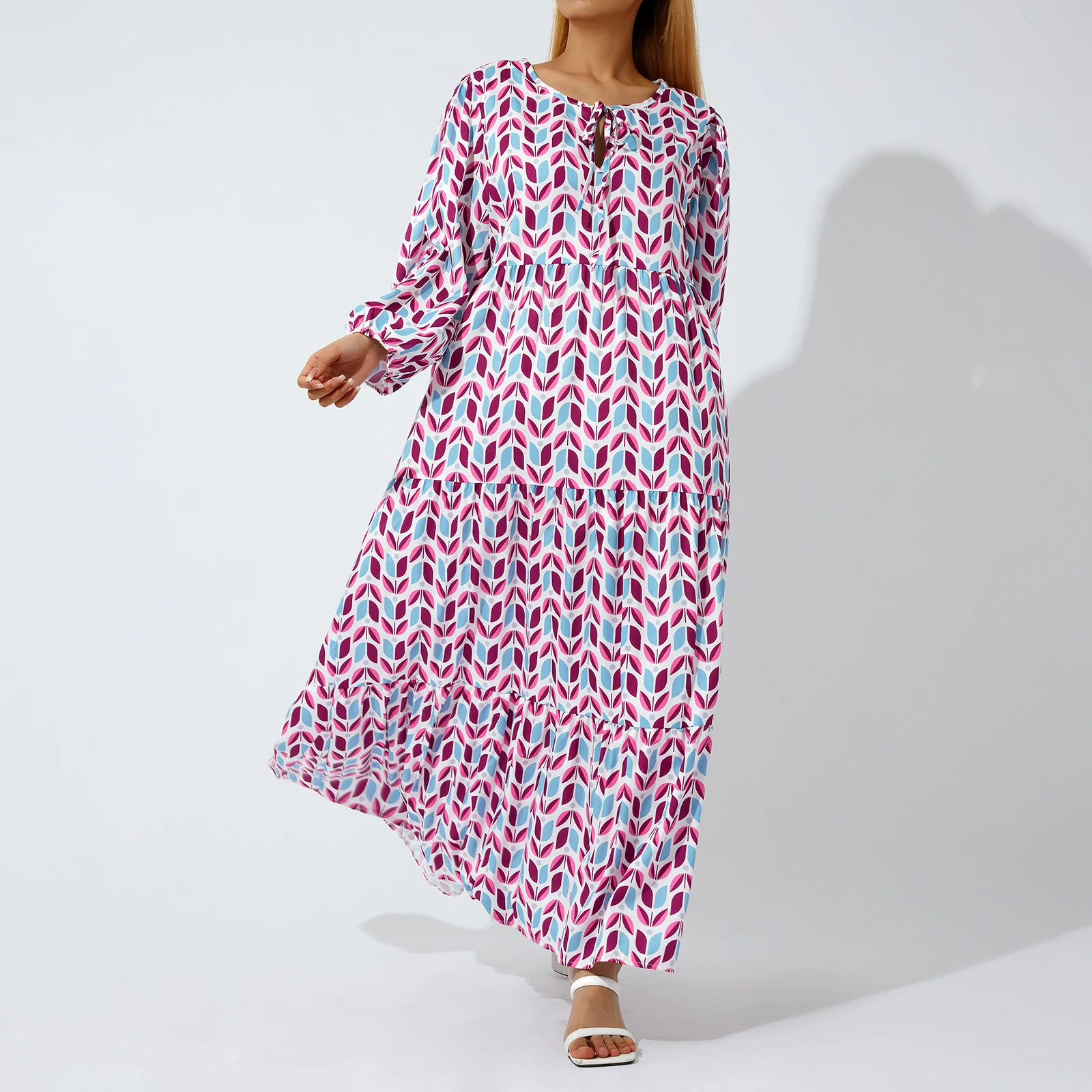 Robe Maxi Boho à Manches Bouffantes pour Femme, Élégante, Décontractée, Florale, Proximité, Wstring, Col en V, Robes de Plage de Vacances, Robe de Soirée, Éducatif, Été, 2024