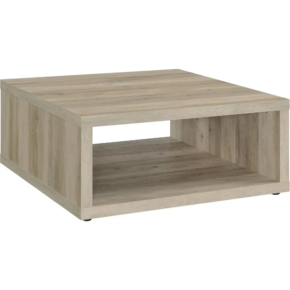 

Coaster Home Furnishings - Frisco - Engineered Wood - Square Coffee Table with Two Open Sides, Lower Shelf, Cube-Inspired Design