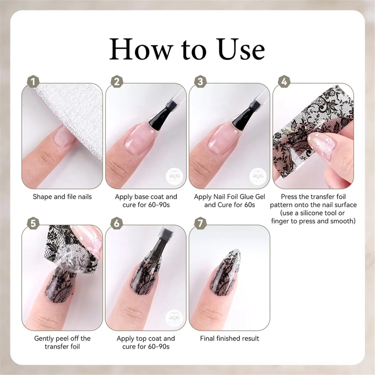 Lace Foils, Art Transfer Stickers, Holographic Transfer Sheets for Manicure Salon & Home Use