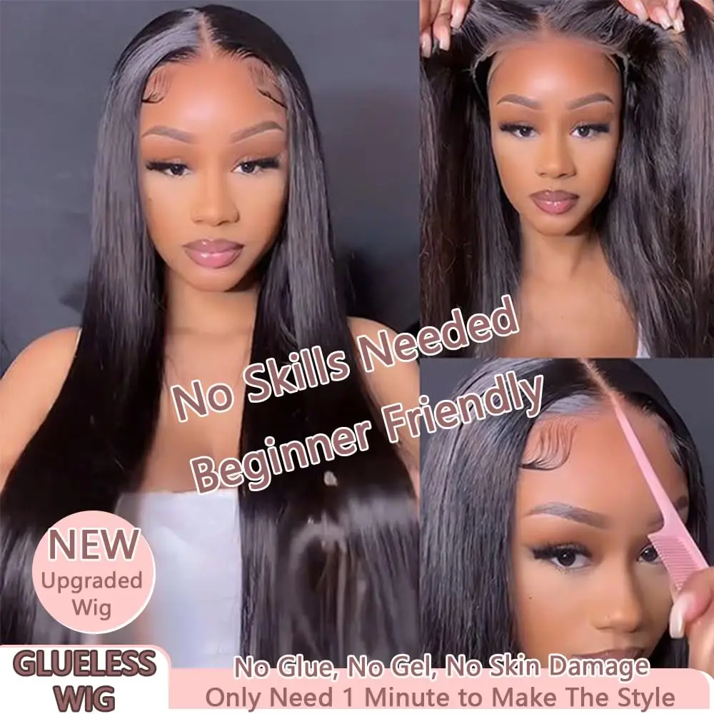 180% Bone Straight Glueless Wig Lace Closure Human Hair Wig Ready To Wear 6x4 5x5 Lace Closure Wig Pre Plucked MYLOCKME image 5