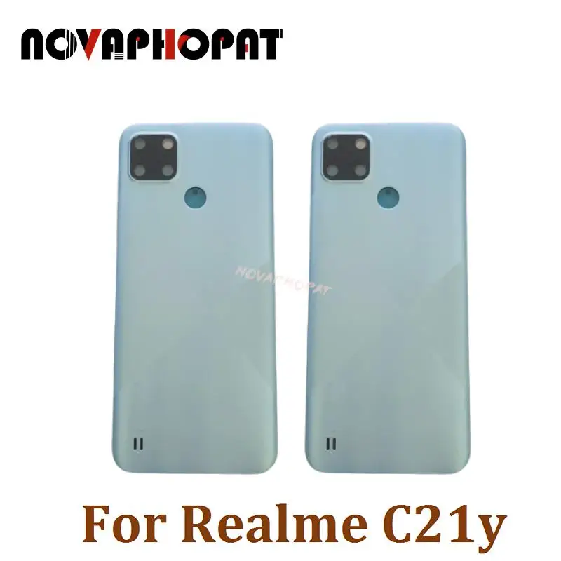 Novaphopat For Realme C21y Battery Cover Back Rear Door Housing Case Back Cover With Camera Glass Lens and Side Key Button