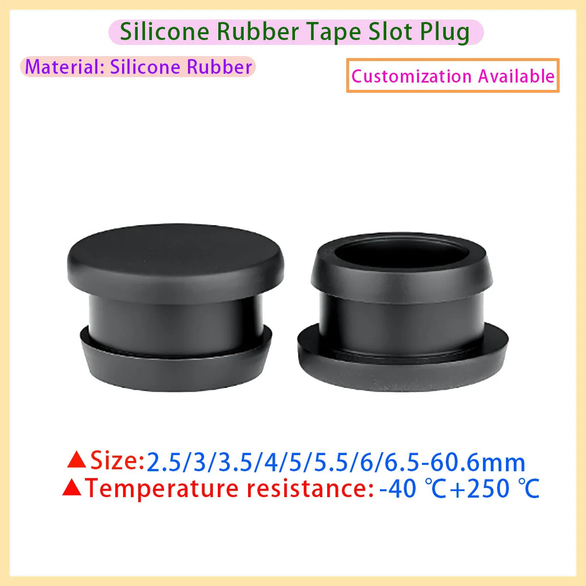 12.5 13 13.5 14 15 16 17 18-30mm Black Silicone Rubber Snap Fit Hole Plug Punched End Cap Sealing Plug