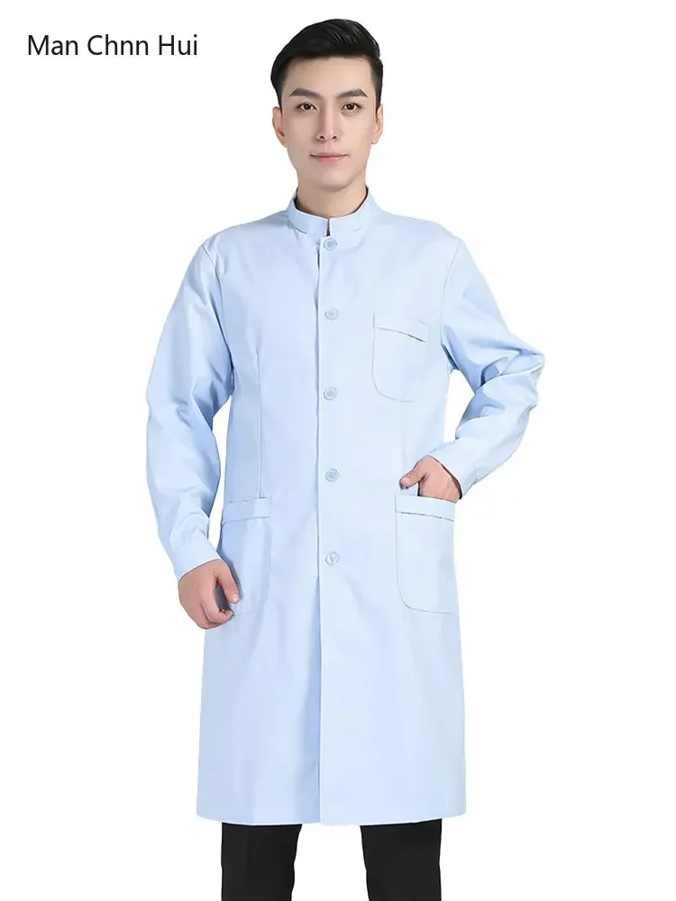 Men Medical Clothes White Lab Coat Man Doctor Work Uniform Dentist Overalls High-Quality Clinical Uniforms Scrub Costume