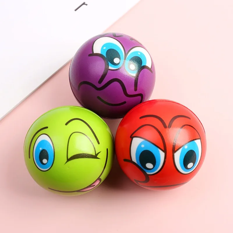 Funny Sponge Stress Expression Soft Balls Squeeze Smile Face Grimace PU Foam for Kids Soothing toy wrist movement Toy Balls