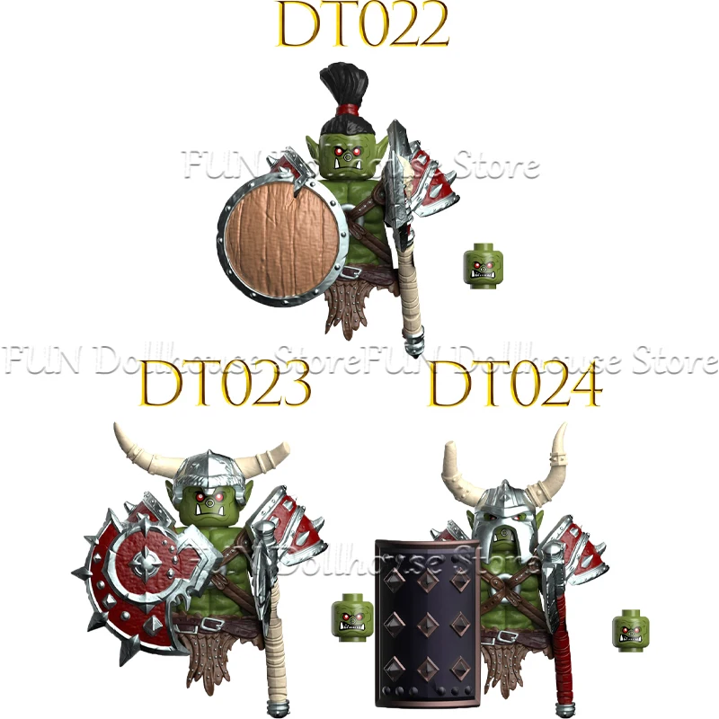 Mittelalterliche Militärische Ork Soldat Action-figuren Bausteine Skelett Krieger Arme Ninja Schwert Schild Montieren Modell Ziegel Spielzeug