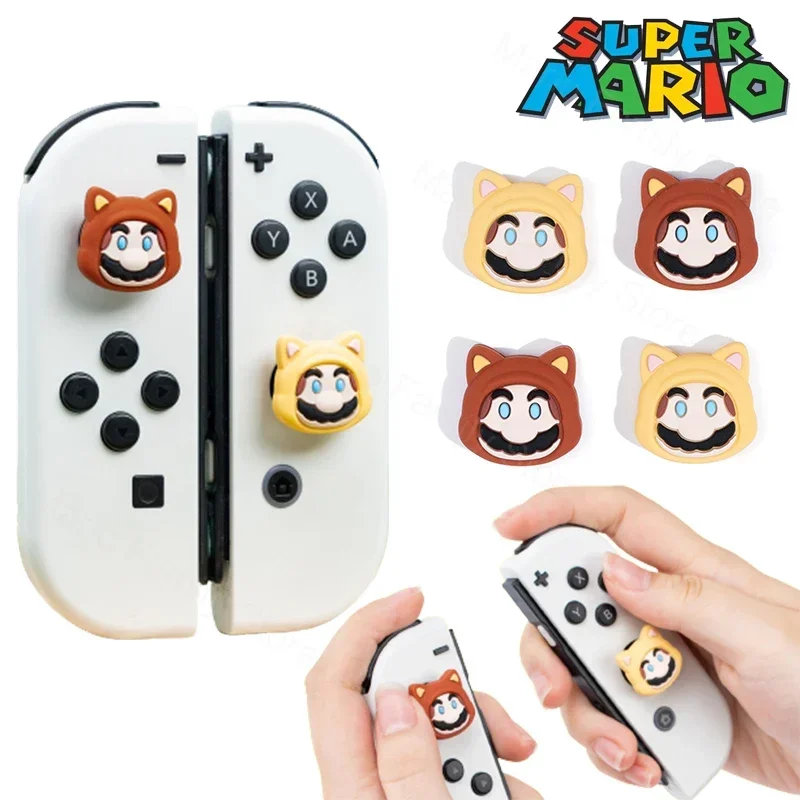 4pcs Super Mario Bros Thumb Stick Grip Caps Anime Joystick Cover for Nintendo Switch/Switch Lite/Switch OLED Thumbstick Case