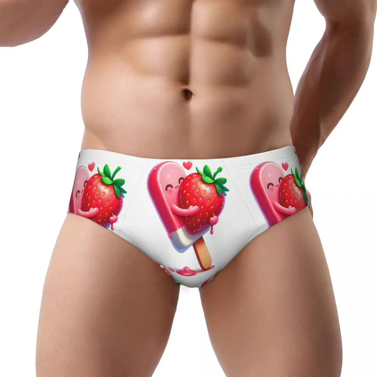 

Strawberry Ice Cream Dessert 2 Male Triangle Panties Ventilate Boxer Underpants Short Underwear for Homme Man Boyfriend Gift