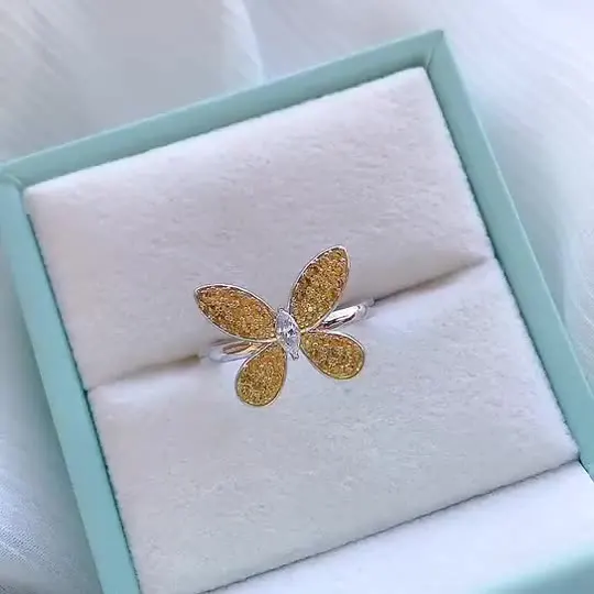 2021 new butterfly series S925 sterling silver jewelry ring can be matched with diamond ring
