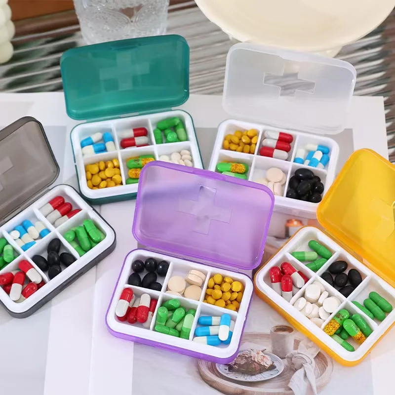 Pill Cases 6 Girds Organizer Container for Tablets Travel Small Tablet Box Wheat Straw Medicine Container Organizer Boxes