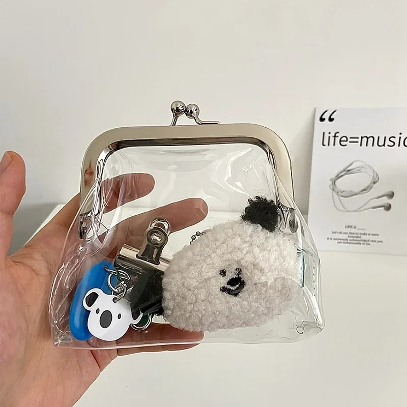 محفظة النقود المعدنية الشفافة، محفظة صغيرة للعملات المعدنية، حقيبة مكياج صغيرة محمولة للسفر، منظم مستحضرات التجميل، بطاقة الائتمان، محفظة بمقبض لبطاقة البنك