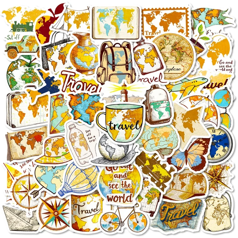 10/30/50 Uds. Mapa de colores bonitos pegatina adhesiva de PVC decoración estética DIY para niños Scrapbooking suministros de contabilidad manual