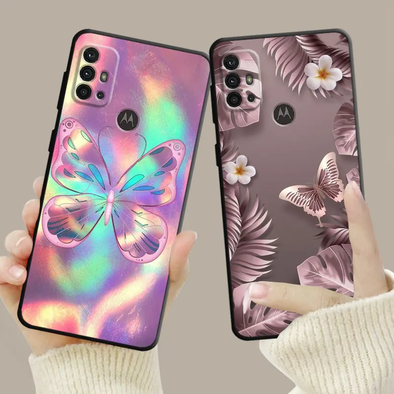 Case For Motorola G200 G60 G50 G31 G30 G22 G9 G8 Power Lite Plus Edge 20Lite 30 One Fusion Bling Aesthetic Butterfly Rose Art